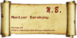 Mentzer Barakony névjegykártya